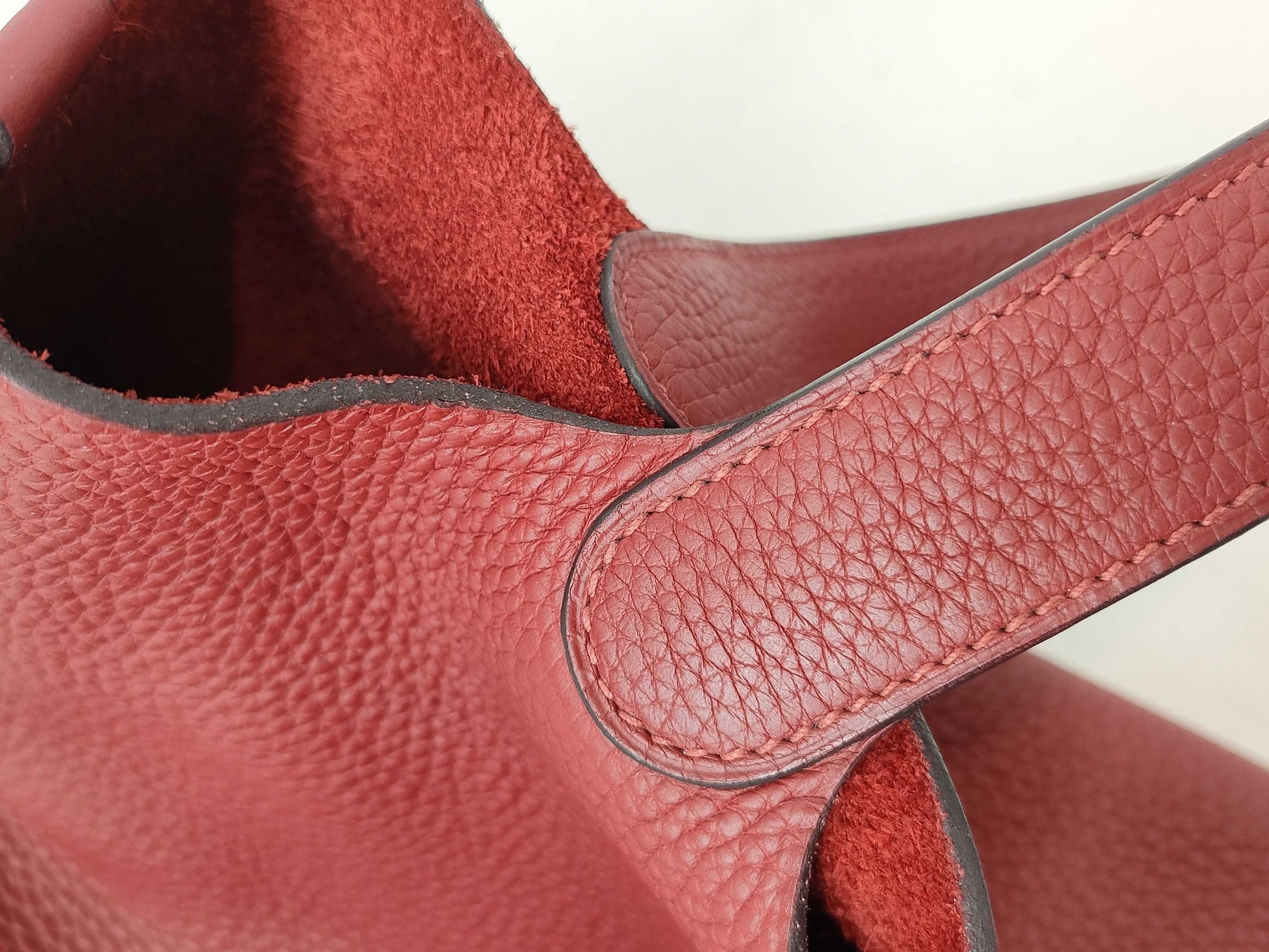 HERMES [Stamp] X Picotin X Stamp Red Handbag