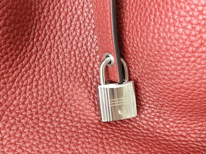 HERMES [Stamp] X Picotin X Stamp Red Handbag