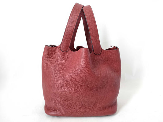 HERMES [Stamp] X Picotin X Stamp Red Handbag