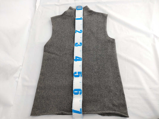 HERMES turtleneck sleeveless knit top, 100% cashmere, gray