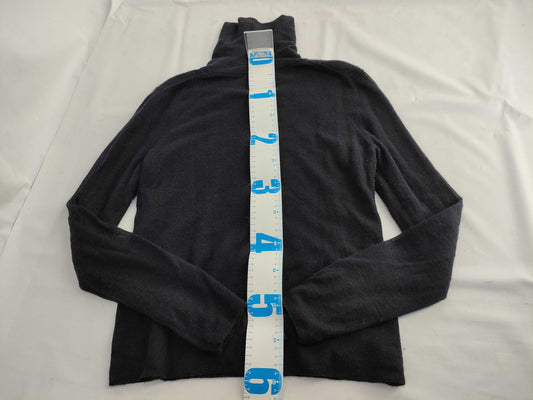 HERMES Turtleneck Long Sleeve Knit 100% Cashmere Navy Top
