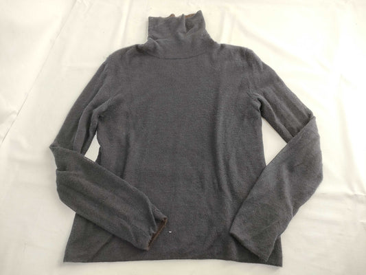 HERMES Turtleneck Long Sleeve Knit 100% Cashmere Navy Top