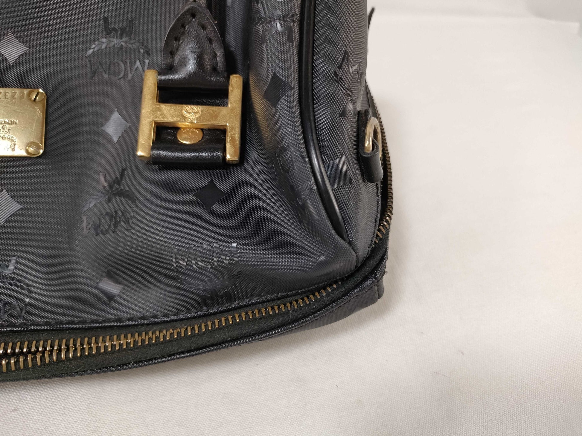 MCM Nylon x Leather Mini Boston Bag