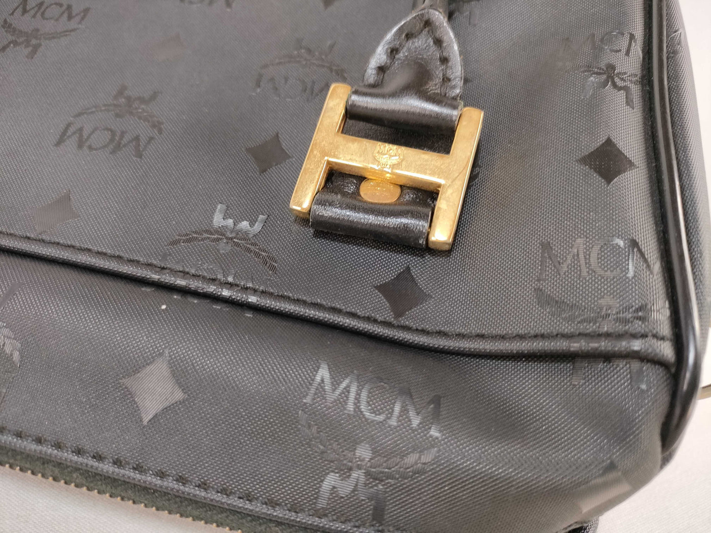 MCM Nylon x Leather Mini Boston Bag
