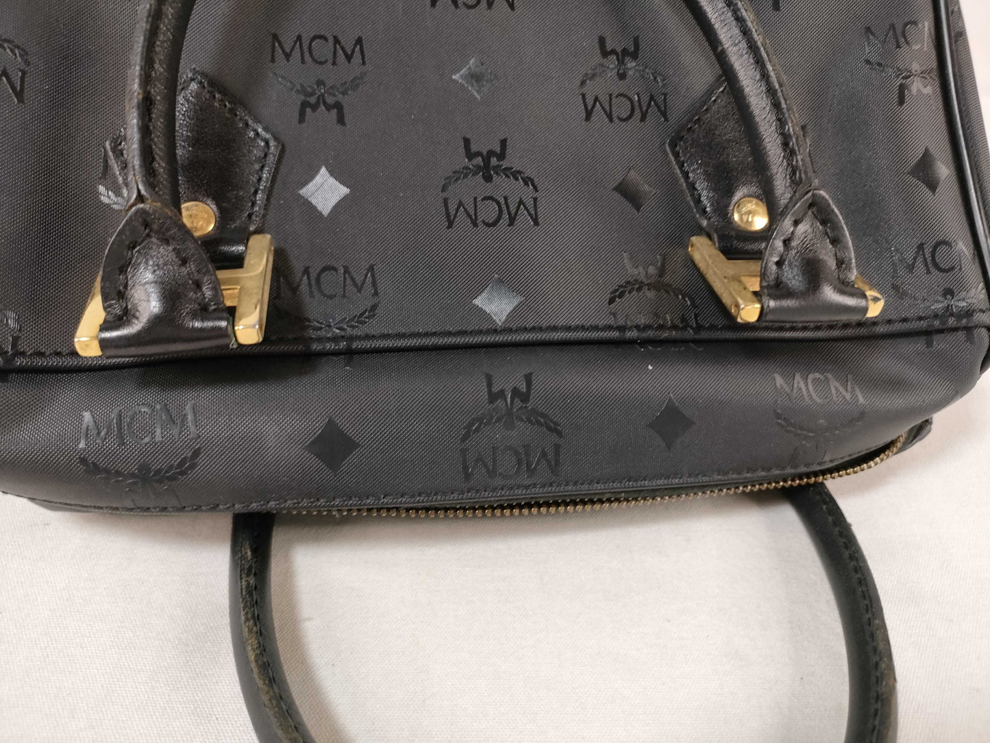 MCM Nylon x Leather Mini Boston Bag