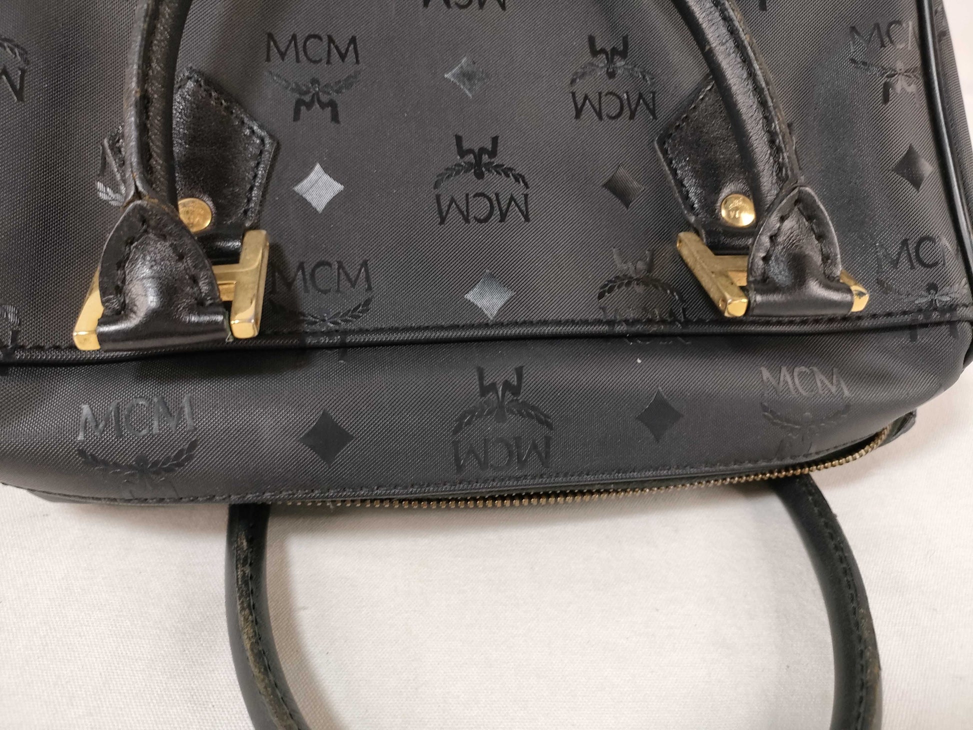 MCM Nylon x Leather Mini Boston Bag
