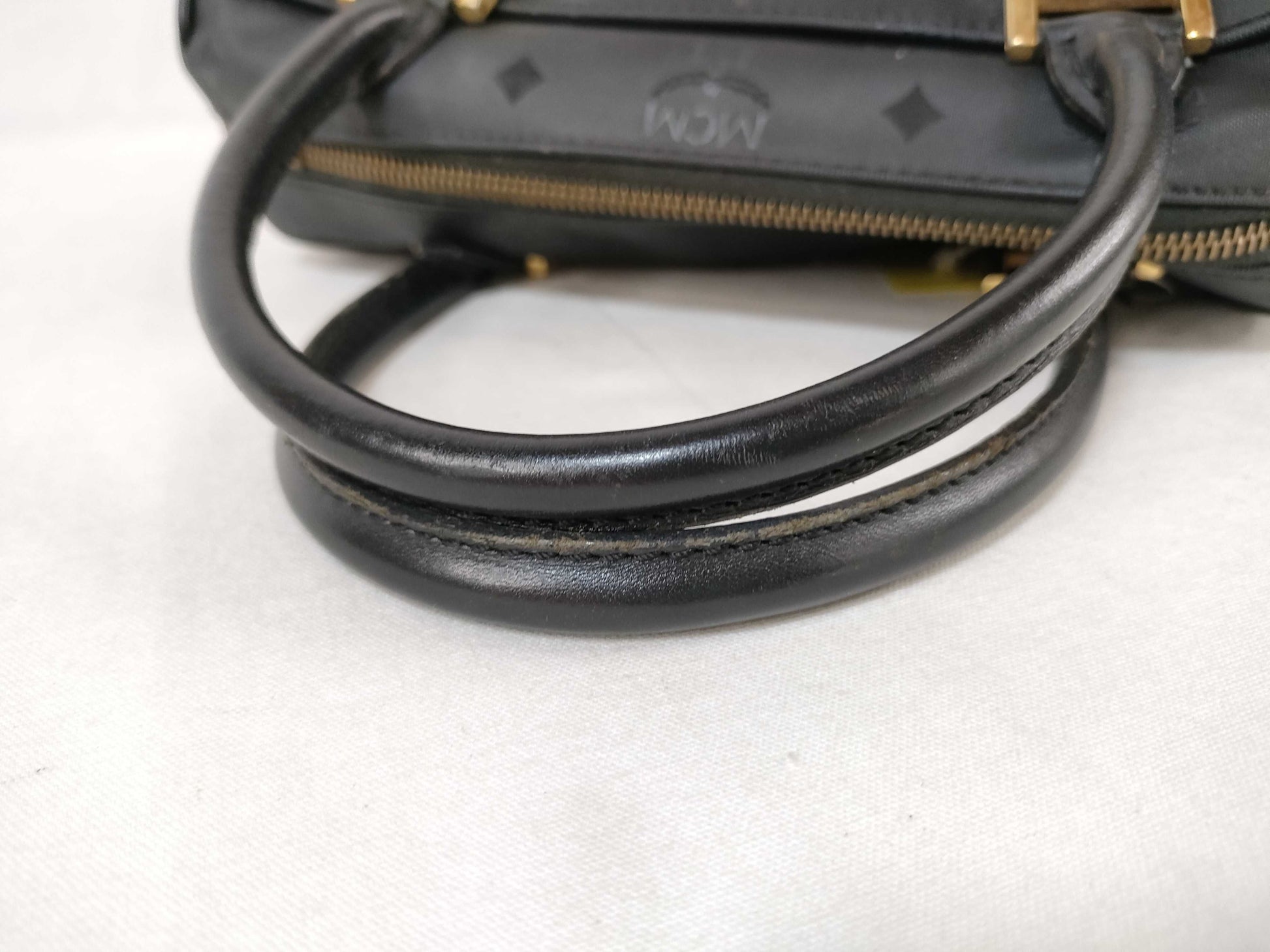MCM Nylon x Leather Mini Boston Bag