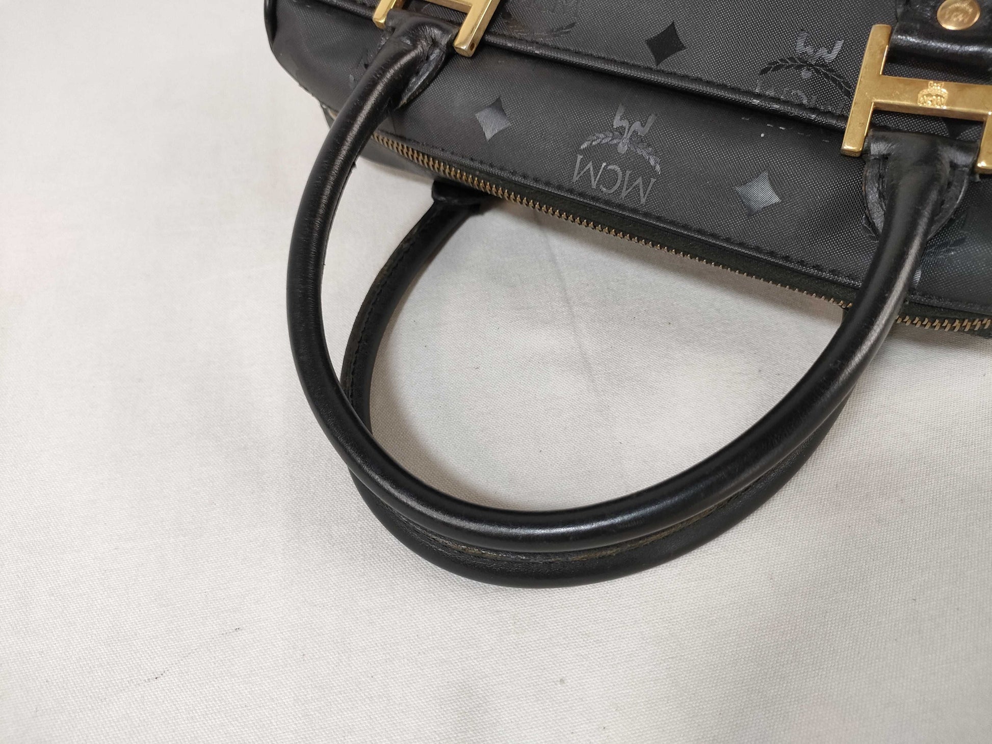 MCM Nylon x Leather Mini Boston Bag