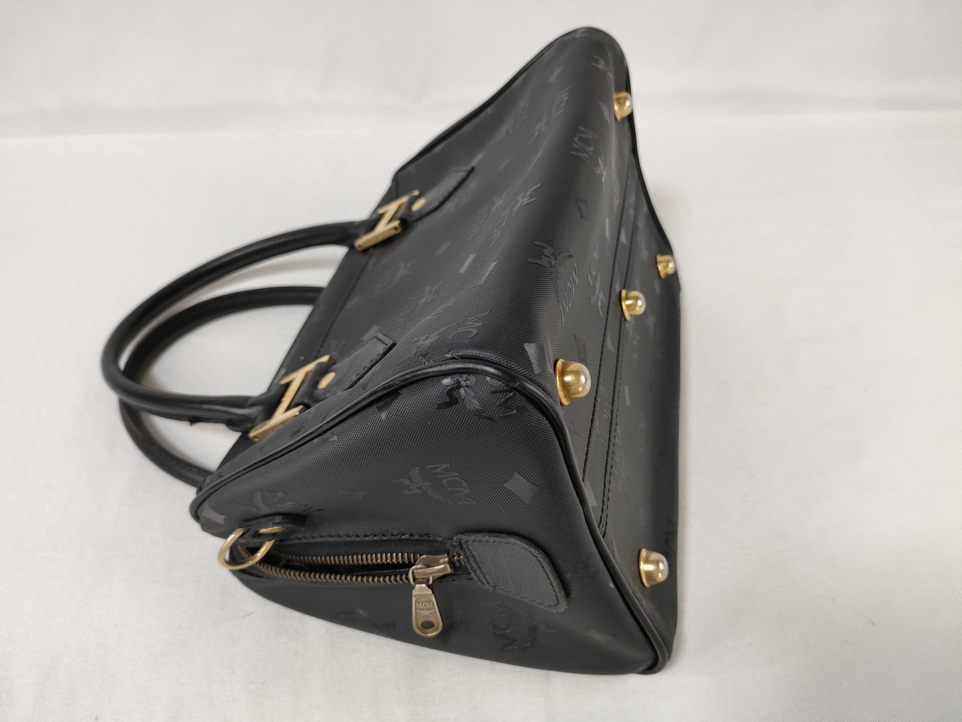 MCM Nylon x Leather Mini Boston Bag