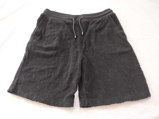 LOUIS VUITTON Monogram French Terry Shorts, Black, Pile Fabric