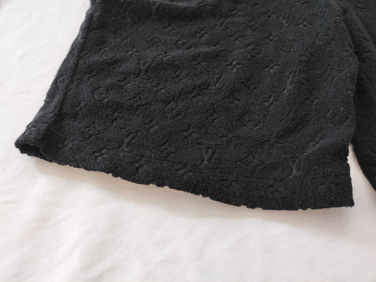 LOUIS VUITTON Monogram French Terry Shorts, Black, Pile Fabric