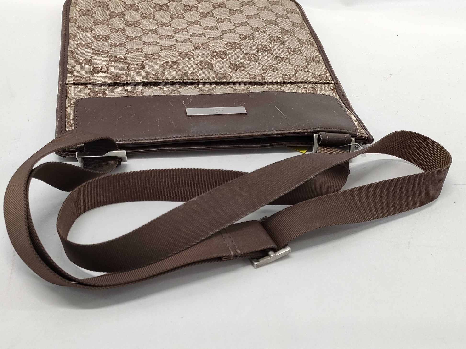 GUCCI 019・0348 GG Canvas Canvas x Leather Shoulder Bag