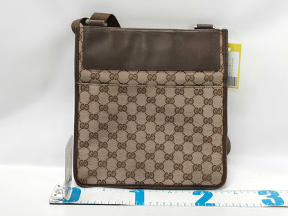 GUCCI 019・0348 GG Canvas Canvas x Leather Shoulder Bag