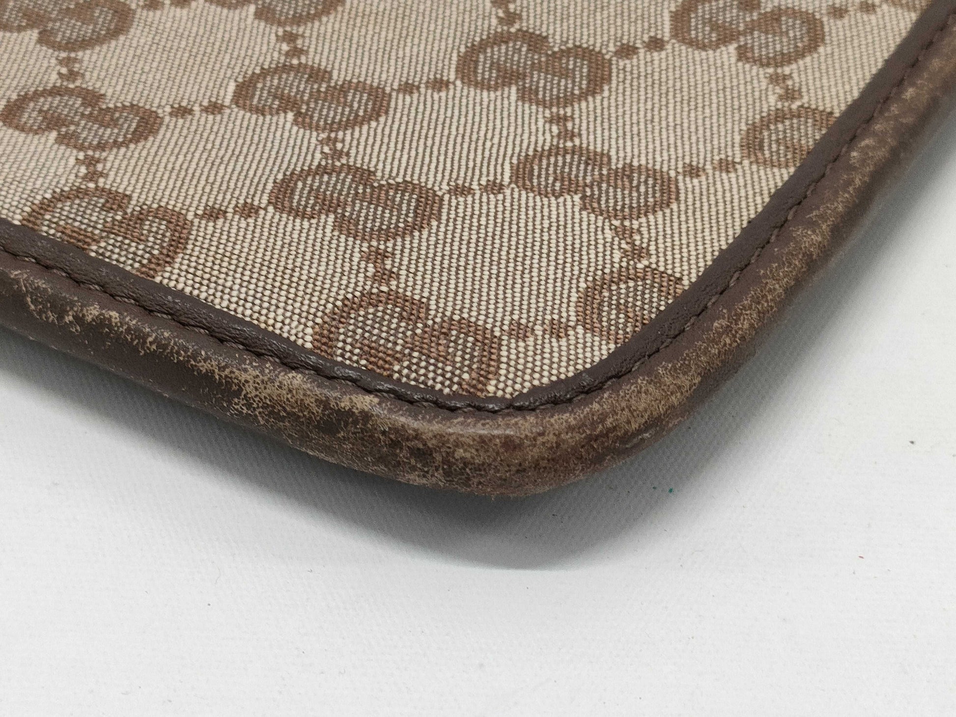 GUCCI 019・0348 GG Canvas Canvas x Leather Shoulder Bag