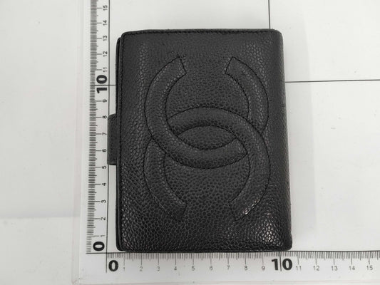 CHANEL Caviar Skin Coco Mark Wallet