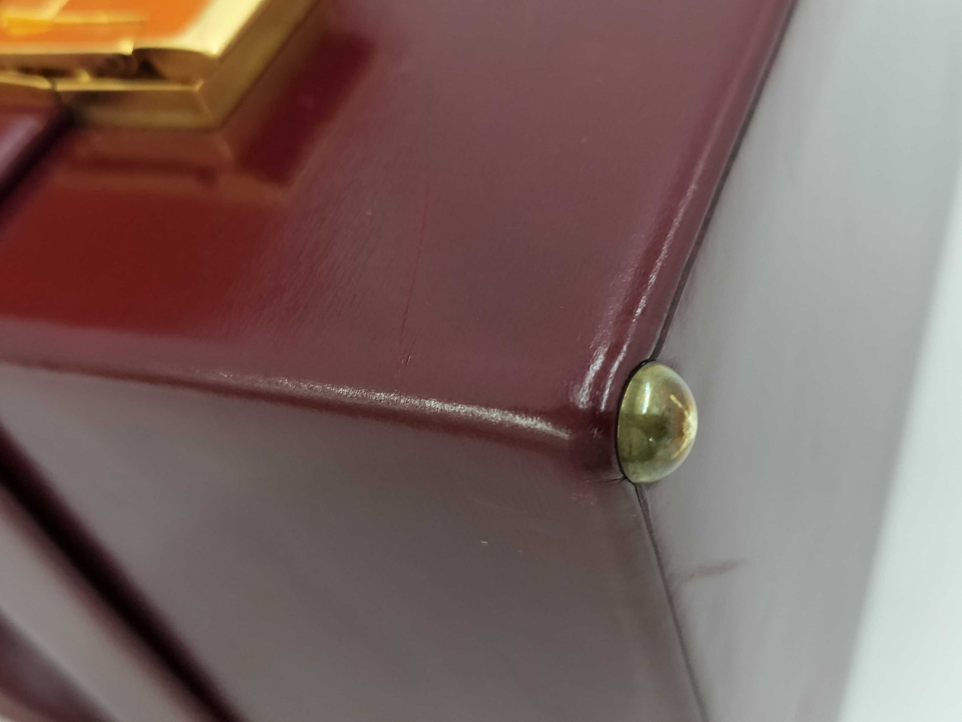 HERMES Box Calf Sac Mallet Steel Vintage Handbag