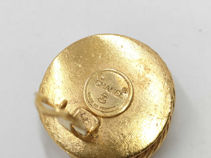 CHANEL Gold Earrings Pearl Earrings