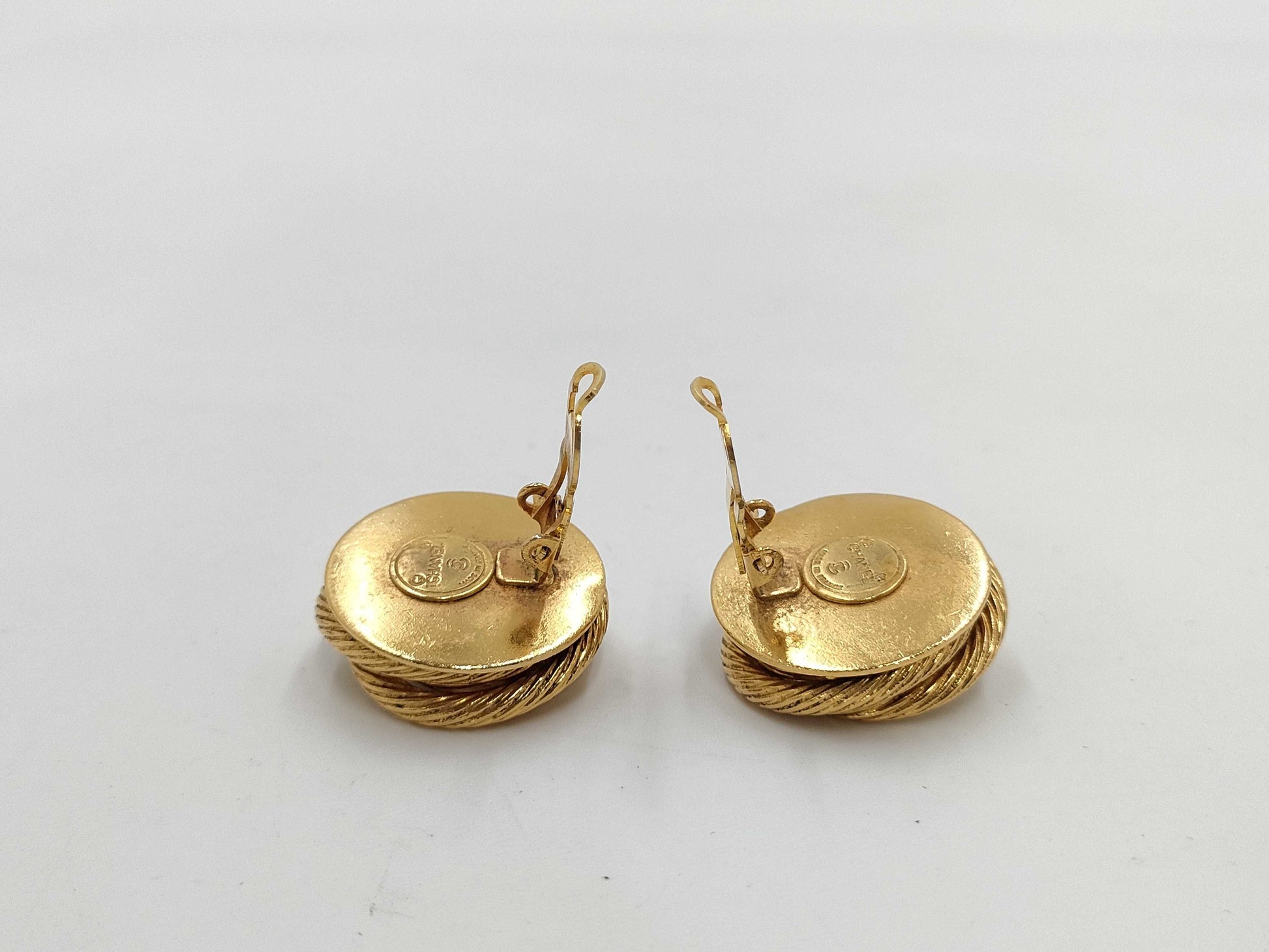 CHANEL Gold Earrings Pearl Earrings