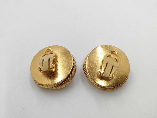 CHANEL Gold Earrings Pearl Earrings