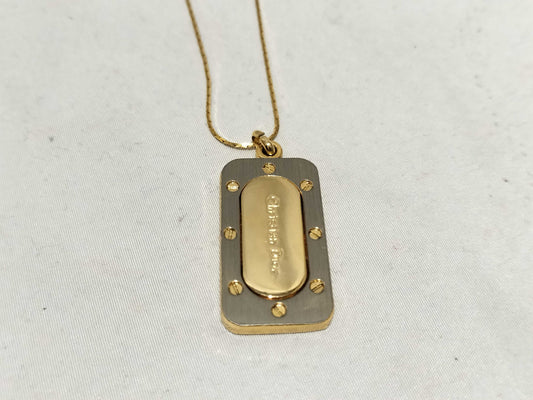 Dior GP Necklace Logo Plate Accessory Torn Necklace