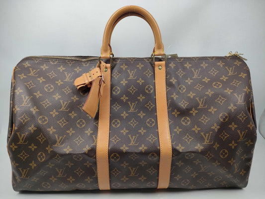 LOUIS VUITTON Monogram M41414 Keepall Bandouliere 55 Boston Bag with Lock