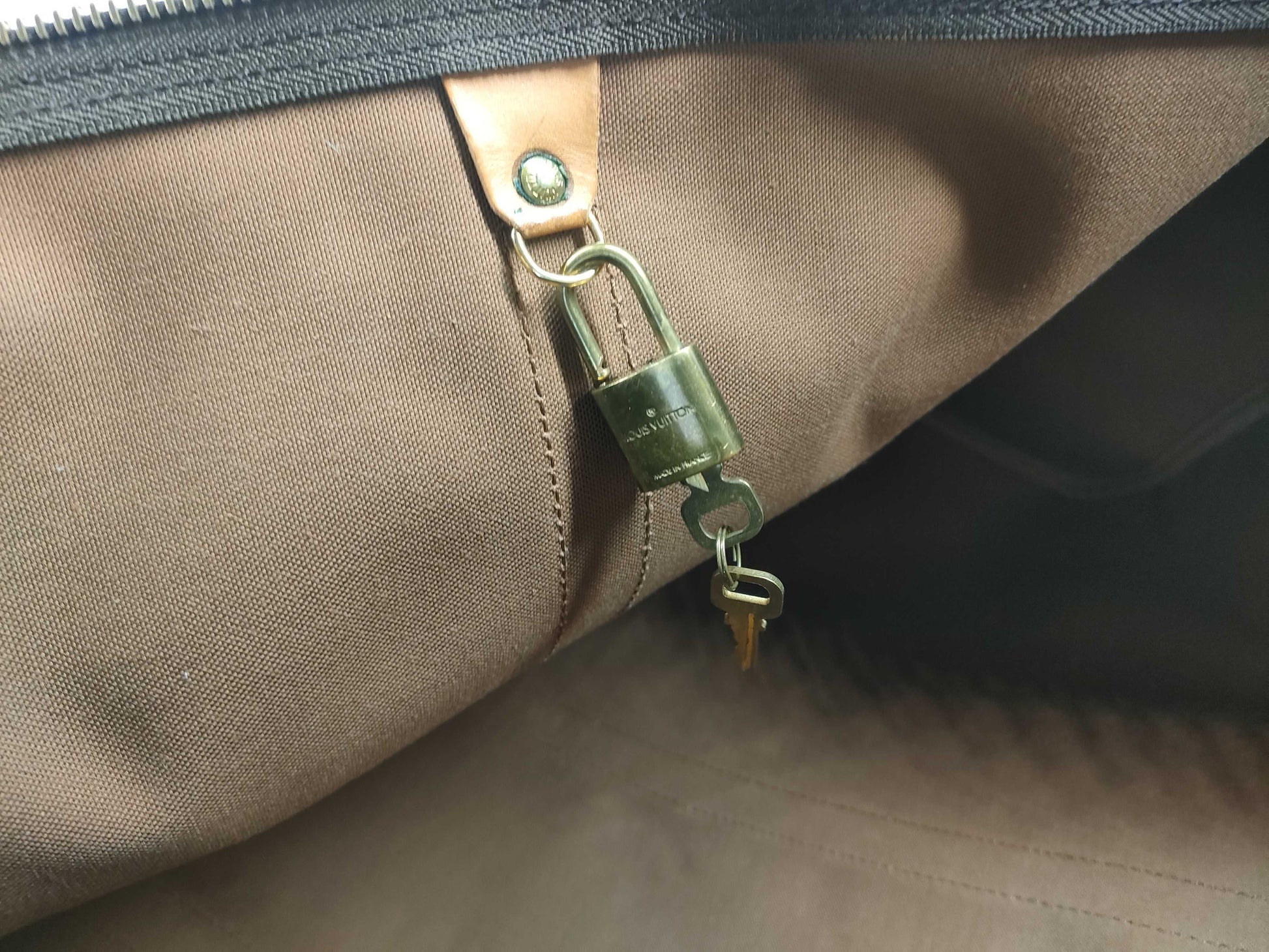 LOUIS VUITTON Monogram M41414 Keepall Bandouliere 55 Boston Bag with Lock
