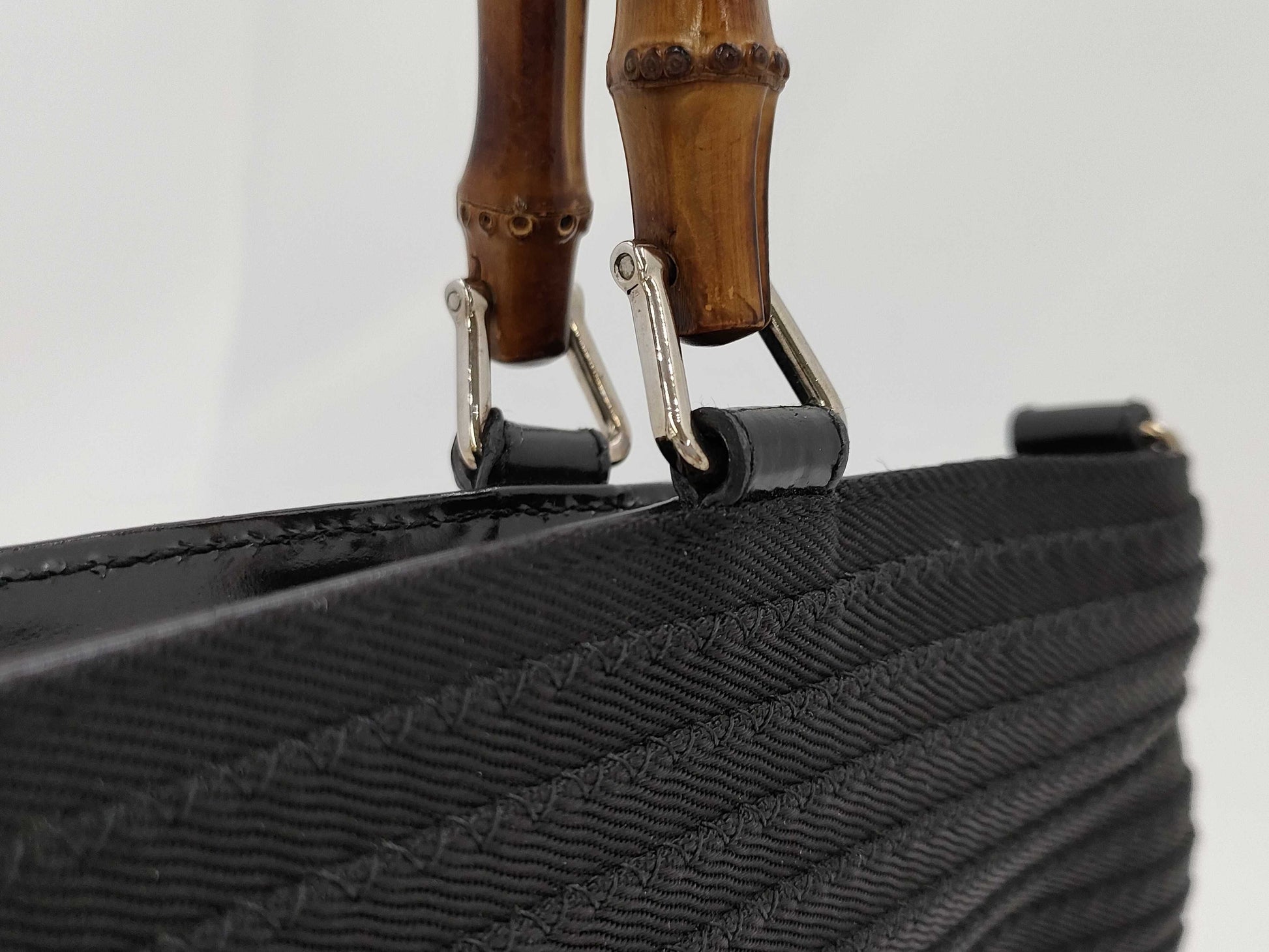 GUCCI Bamboo Nylon Handbag Handbag