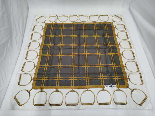 CELINE White Pattern Scarf