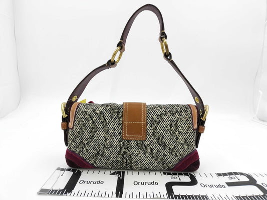 COACH Soho Tweed Demi Flap Bag C052-8F01 Limited Edition Velour Handbag