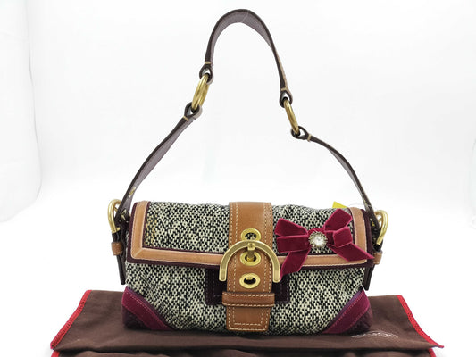 COACH Soho Tweed Demi Flap Bag C052-8F01 Limited Edition Velour Handbag