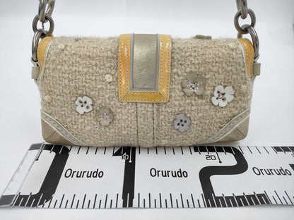 COACH Soho Tweed Demi Flap Bag D063-10070 Limited Edition Flower Handbag