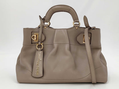 Salvatore Ferragamo Gancini Leather 2-Way Handbag