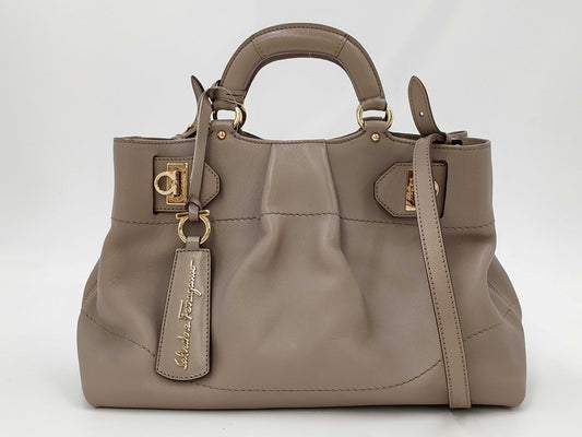 Salvatore Ferragamo Gancini Leather 2-Way Handbag