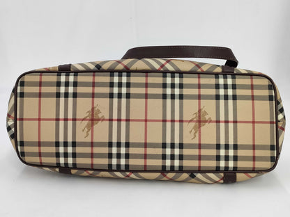BURBERRY Nova Check Tote Bag Leather Tote Bag
