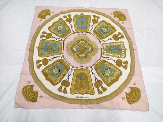 HERMES Carre Carre 90 Pink Scarf 