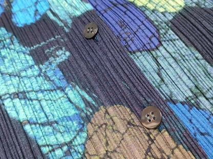 ISSEY MIYAKE Pleated Top with Patterned Buttons