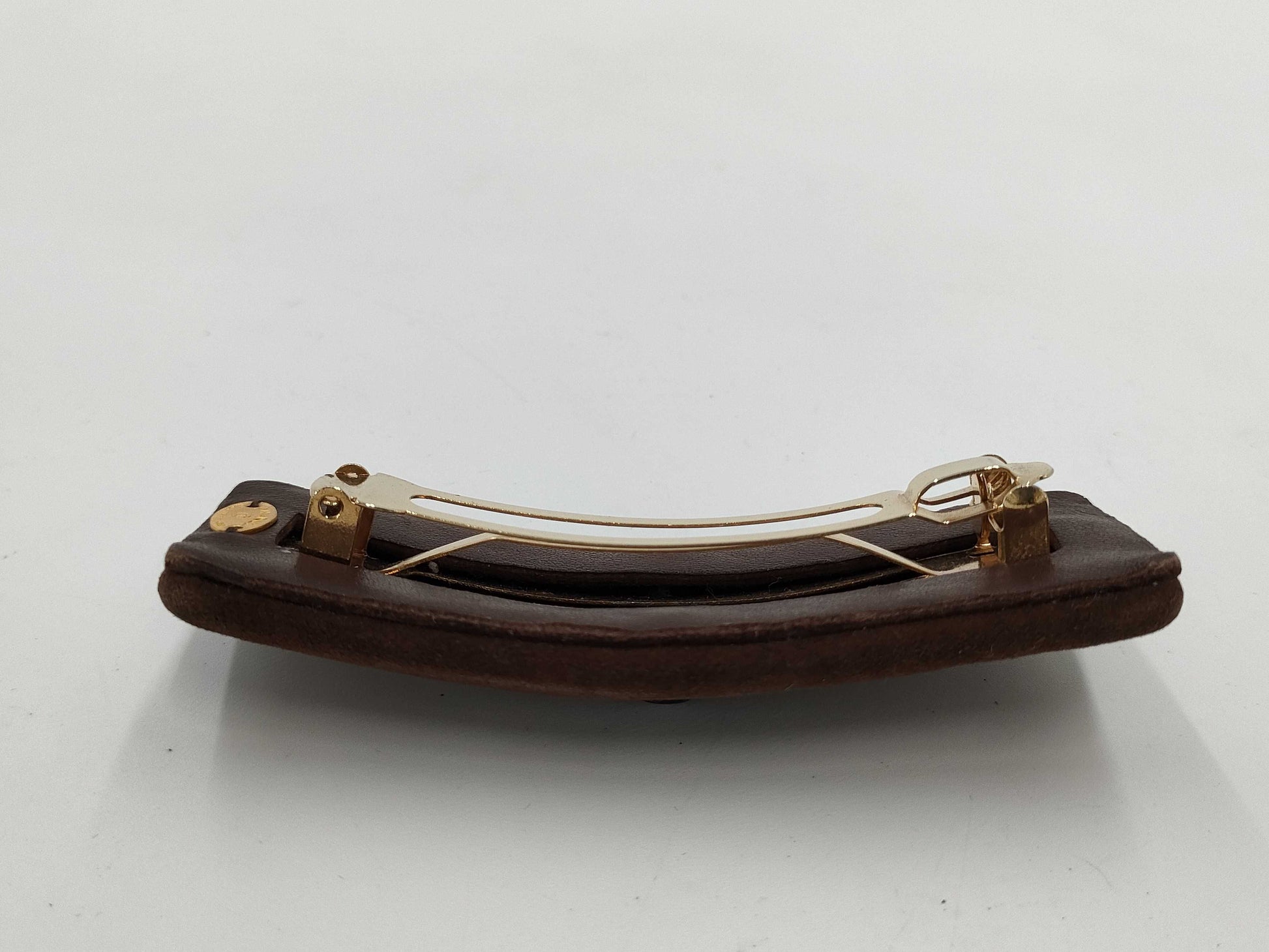 CHANEL Turnlock Suede Barrette Hair Accessory
