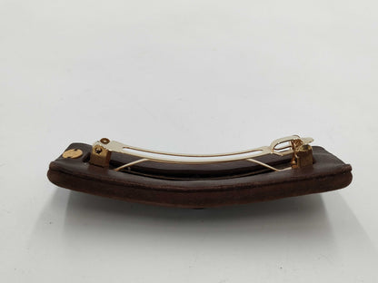 CHANEL Turnlock Suede Barrette Hair Accessory