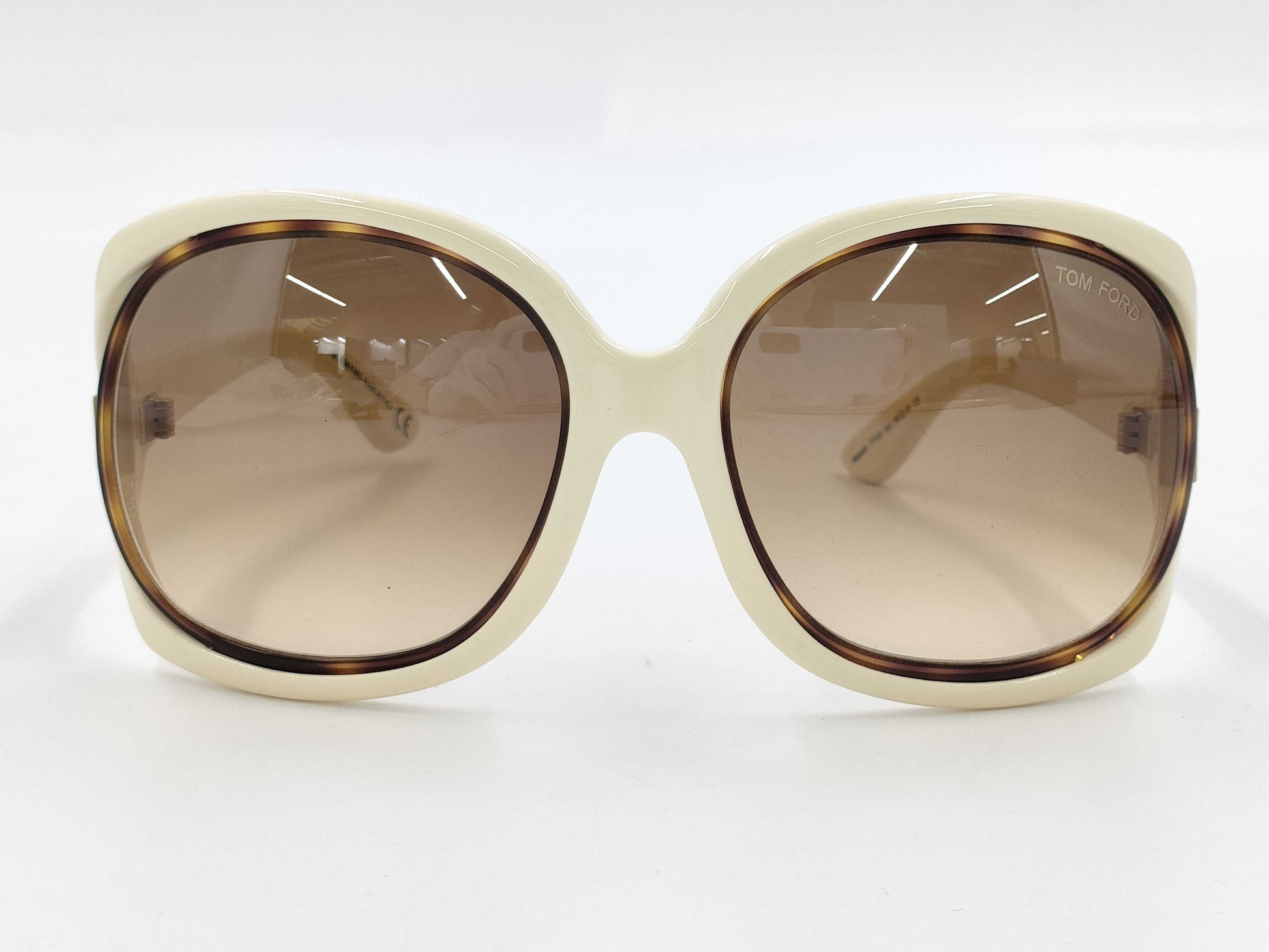  Tom Ford TF100 Jaclyn Plastic Sunglasses, Dark Brown x Ivory