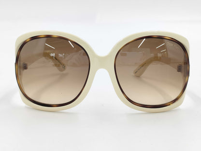  Tom Ford TF100 Jaclyn Plastic Sunglasses, Dark Brown x Ivory