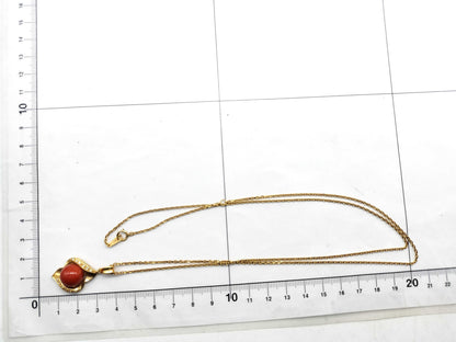 Coral necklace, diameter approximately 11.6mm, D 0.12ct, K18, 12.3g 