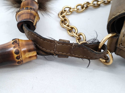 GUCCI Bamboo Chain Shoulder Bag with Fur 269927