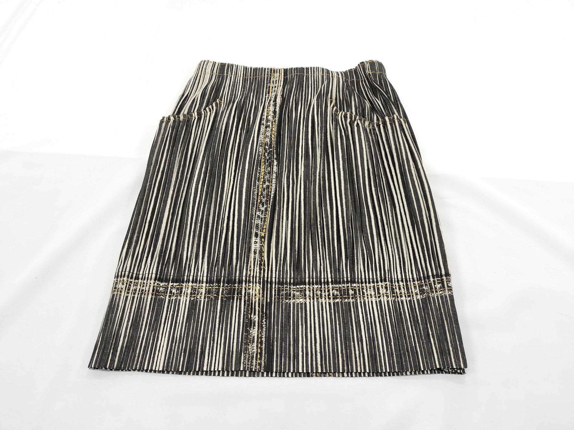 ISSEY MIYAKE Pleats Please Hickory Denim Print Skirt