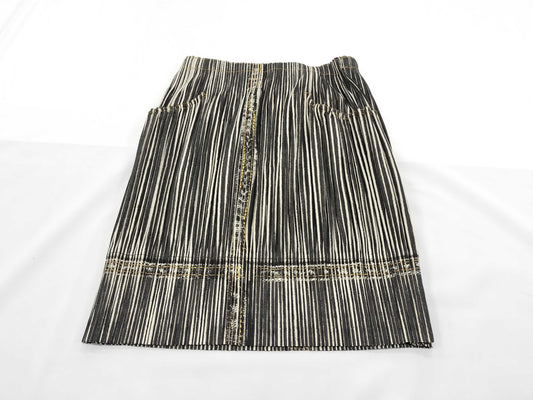 ISSEY MIYAKE Pleats Please Hickory Denim Print Skirt