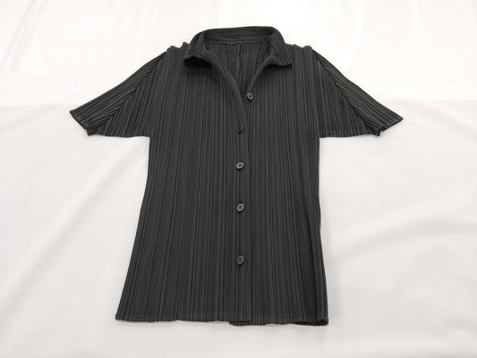 ISSEY MIYAKE Pleats Please Short Sleeve Shirt Black Shirt