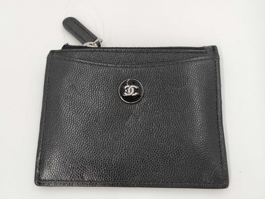 CHANEL Caviar Skin Coco Button Fragment Case, Card Case, 22 Series Coin Case