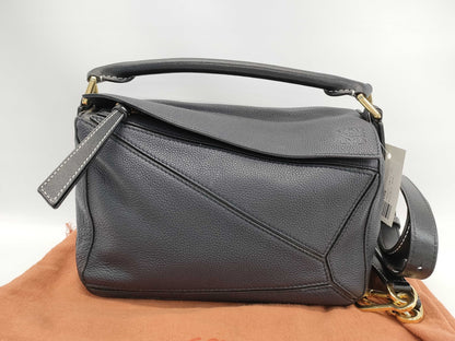 LOEWE Puzzle Edge Small Soft Grain Calfskin Navy Handbag