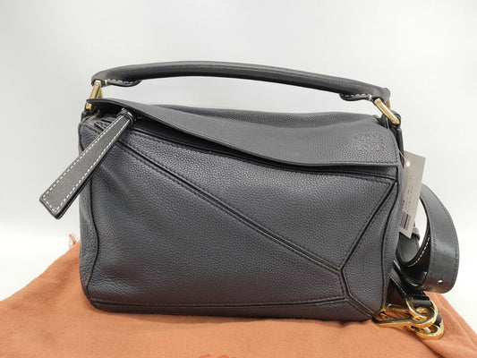 LOEWE Puzzle Edge Small Soft Grain Calfskin Navy Handbag