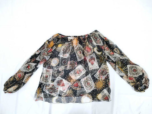 DOLCE&GABBANA Trump Print Sheer Chiffon Blouse Shirt