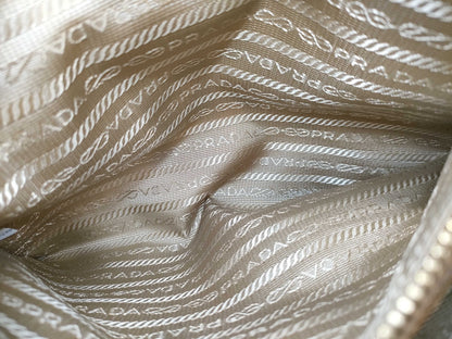 PRADA Raffia Tote Triangle Logo Handbag